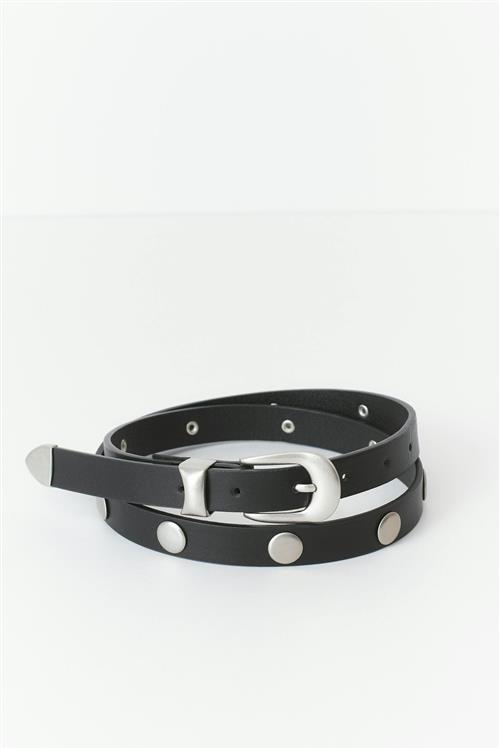 Gina Tricot - Stud detail belt - Bælter - Sort - M/L - Dame