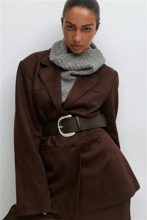 Gina Tricot - Large buckle belt - Bælter - Brun - M/L - Dame