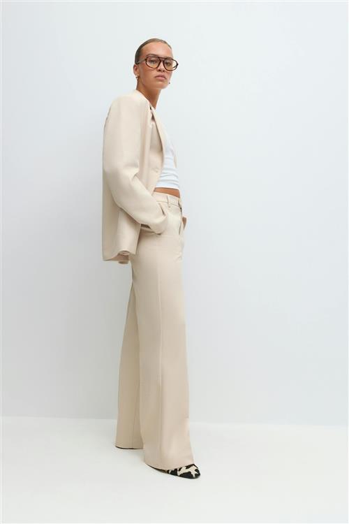 Gina Tricot - Straight twill trousers - lige habitbukser - Beige - 40 - Dame