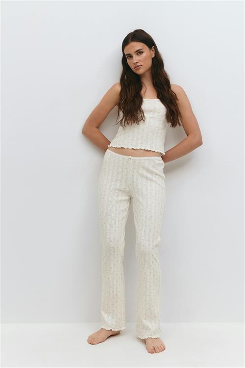 Gina Tricot - Pointelle trousers - Bukser - Hvid - L - Dame