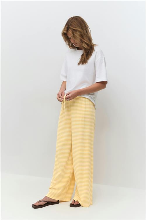 Gina Tricot - Striped soft trousers - stribede bukser - Gul - S - Dame