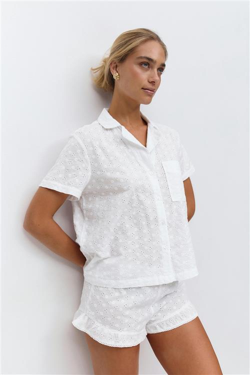 Gina Tricot - Embroidery anglaise shirt - Skjorter - Hvid - L - Dame