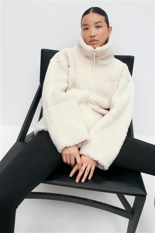 Gina Tricot - Pile zip jacket - Jakker - Hvid - S - Dame