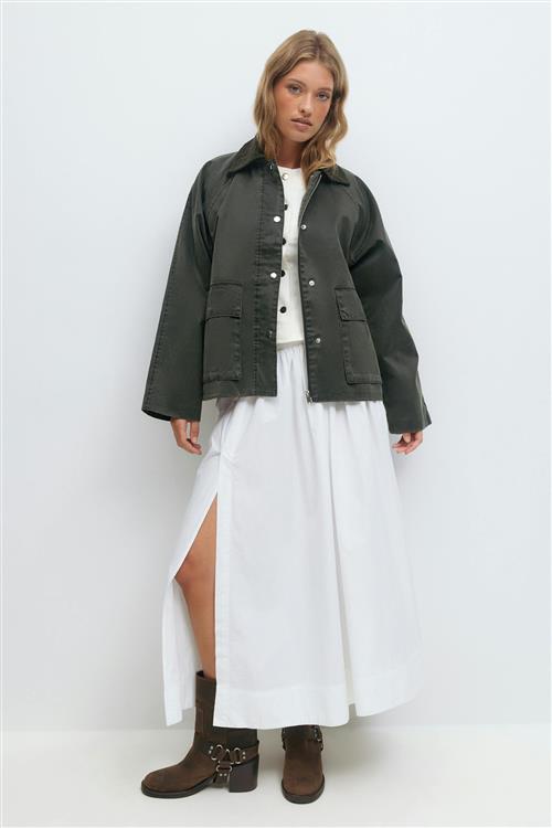 Gina Tricot - Waxed effect jacket - Jakker - Grøn - M - Dame