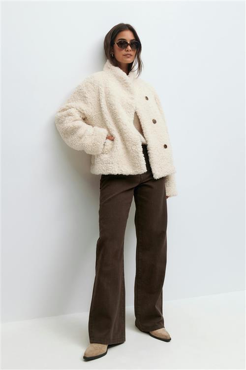 Gina Tricot - Pile jacket - korte frakker - Hvid - XS - Dame