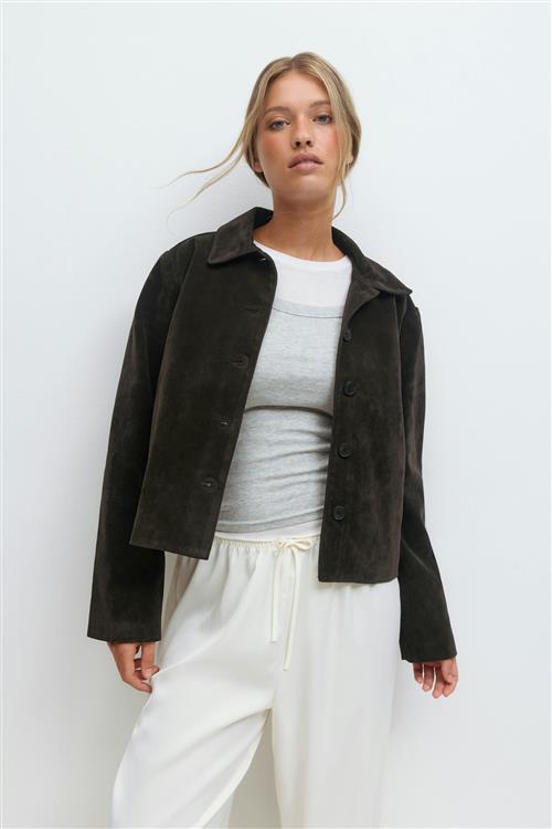 Gina Tricot - Faux suede short jacket - Jakker - Brun - M - Dame