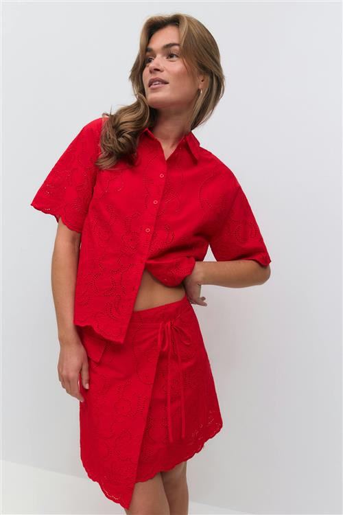 Gina Tricot - Broderie anglaise mini skirt - korte nederdele - Rød - 36 - Dame