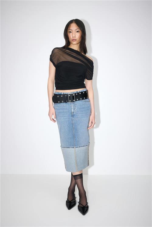 Gina Tricot - Remade fold up denim skirt - Denimnederdele - Blå - 38 - Dame