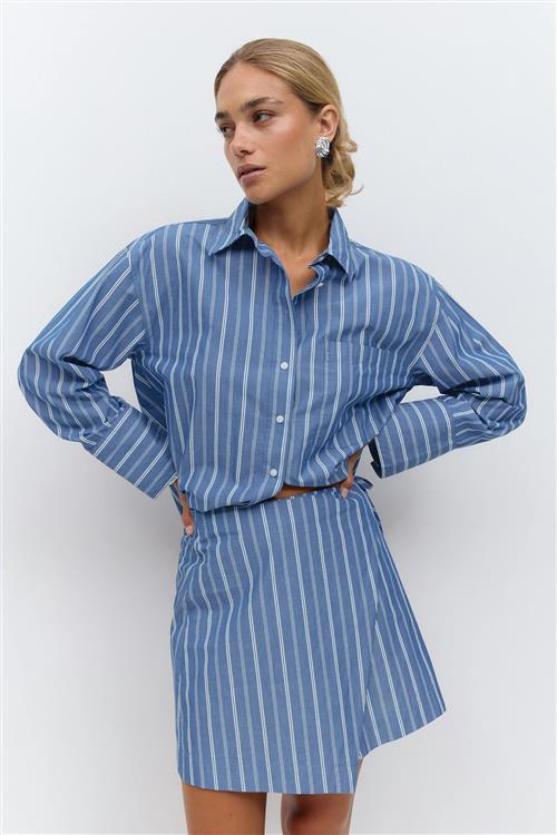 Gina Tricot - Mini wrap skirt - korte nederdele - Blå - 34 - Dame