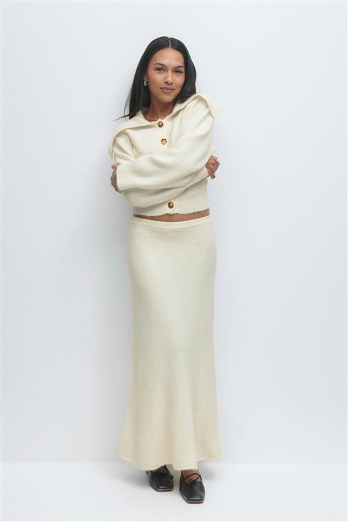 Gina Tricot - Wide knitted skirt - Strikkede nederdele - Hvid - XS - Dame