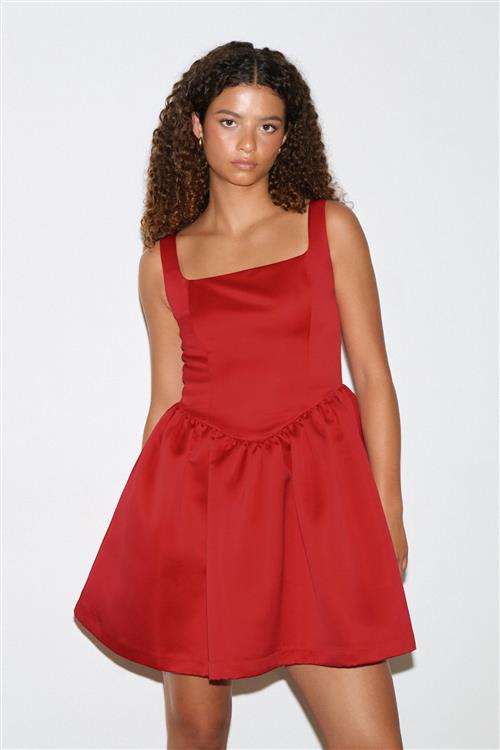 Gina Tricot - Satin mini dress - satinkjoler - Rød - 40 - Dame