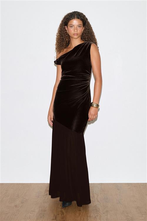 Gina Tricot - Twisted sheer maxi dress - Lange kjoler - Brun - XS - Dame