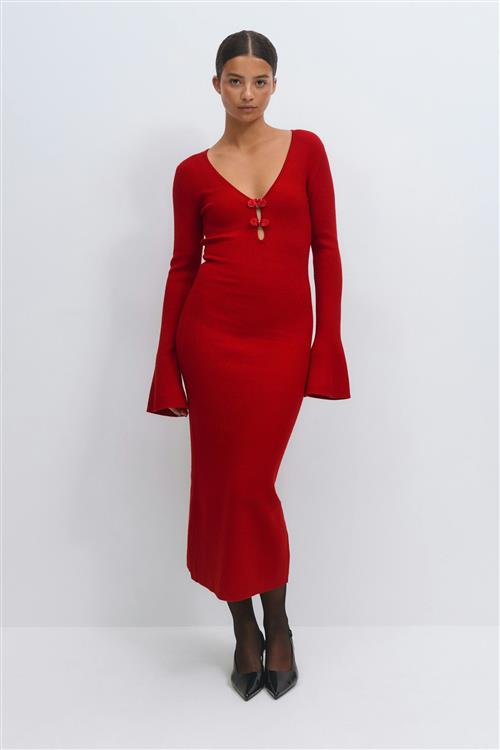 Gina Tricot - Knitted midi dress - Strikkjoler - Rød - S - Dame