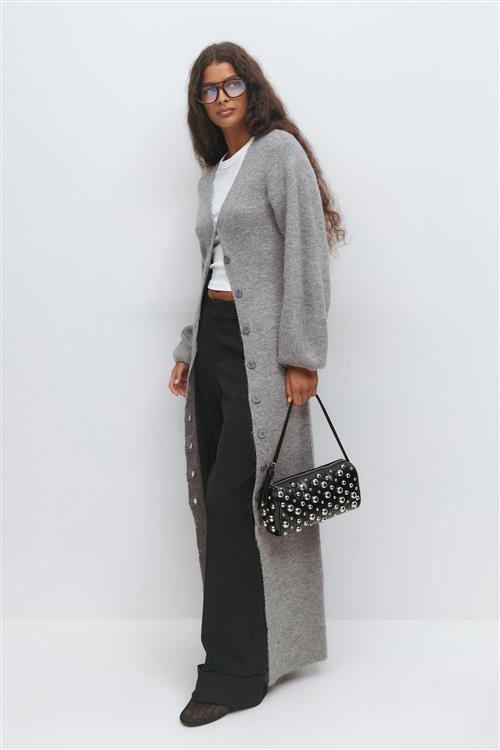 Gina Tricot - Knitted button down dress - Strikkjoler - Grå - XS - Dame