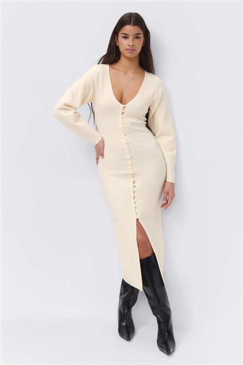 Gina Tricot - Shaped knitted dress - Strikkjoler - Hvid - S - Dame