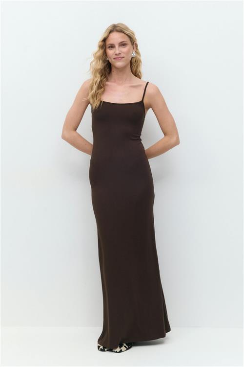 Gina Tricot - maxi slip dress - Lange kjoler - Brun - XS - Dame