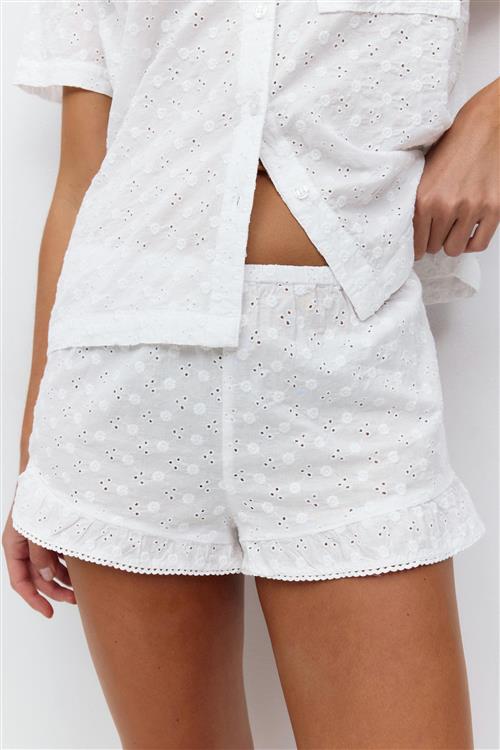 Gina Tricot - Embroidery anglaise shorts - Shorts - Hvid - L - Dame