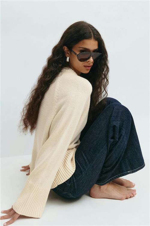 Gina Tricot - Round neck knitted sweater - Striktrøjer - Hvid - XS - Dame