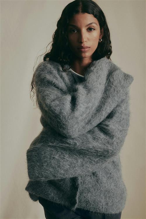 Gina Tricot - Alpaca blend knitted cardigan - Cardigans - Grå - XS - Dame