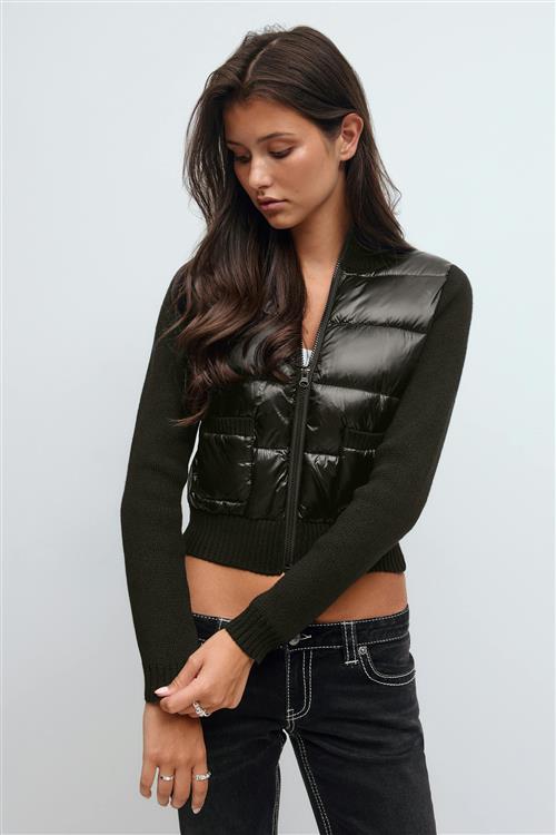 Gina Tricot - 14+ rib puffer jacket - jakke - Sort - XS - Dame