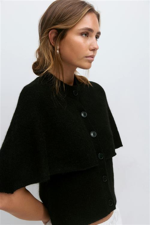 Gina Tricot - Knitted cape cardigan - Cardigans - Sort - XS - Dame