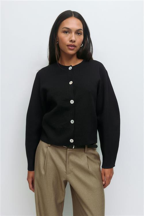 Gina Tricot - Shaped knitted cardigan - Cardigans - Sort - M - Dame