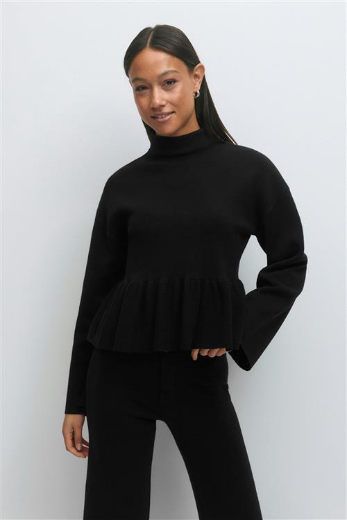 Gina Tricot - Knitted peplum top - peplum toppe - Sort - XS - Dame