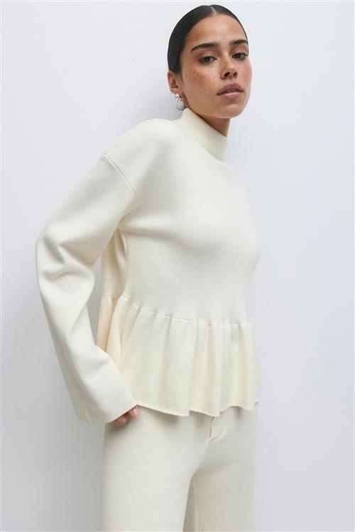 Gina Tricot - Knitted peplum top - peplum toppe - Hvid - M - Dame