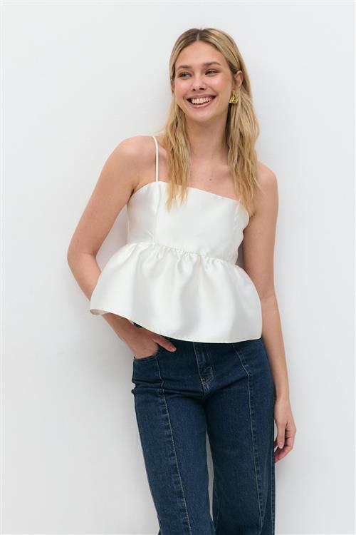 Gina Tricot - Shiny peplum top - Toppe uden ærmer - Hvid - XL - Dame