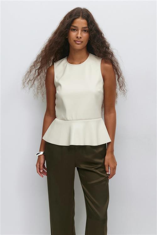 Gina Tricot - Pu peplum top - peplum toppe - Hvid - M - Dame