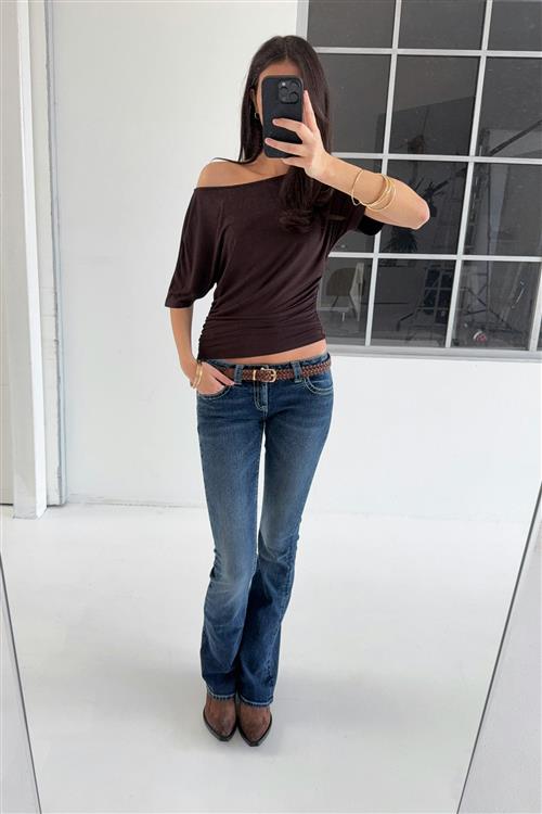 Gina Tricot - Sparkle low flare jeans - Jeans - Blå - XS - Dame