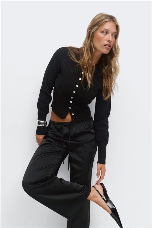 Gina Tricot - Knitted loungewear cardigan - Cardigans - Sort - M - Dame