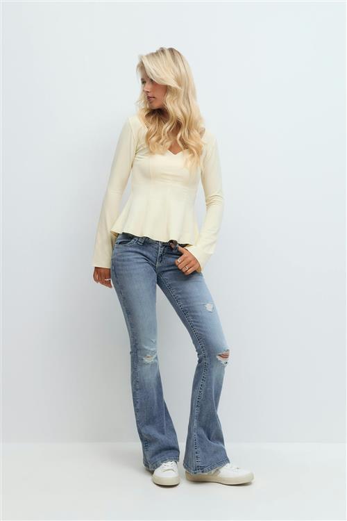 Gina Tricot - Sparkle low flare jeans - Jeans - Blå - S - Dame