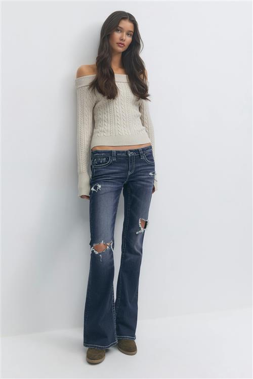 Gina Tricot - 14+ low rise flare jeans tall - Jeans - Blå - XS - Dame