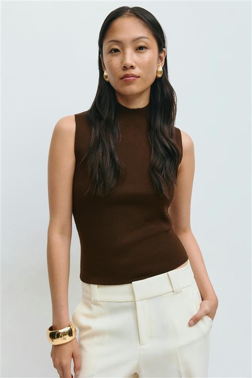 Gina Tricot - Turtleneck knitted top - Rullekravetrøjer - Brun - XS - Dame