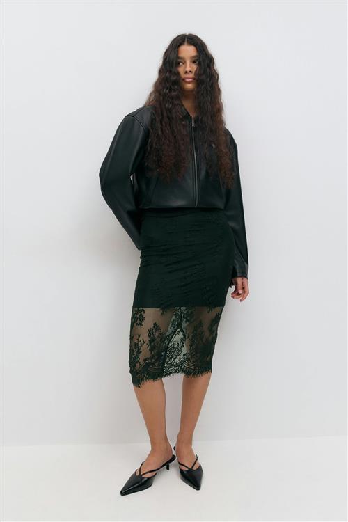 Gina Tricot - Lace midi skirt - Festnederdele - Sort - S - Dame