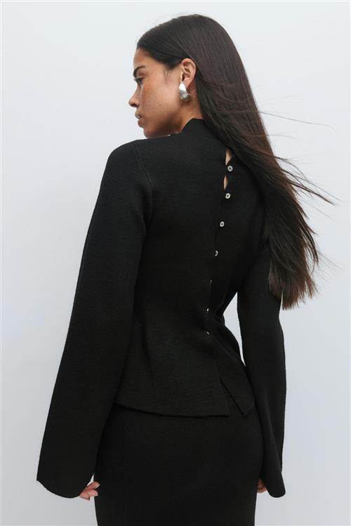 Gina Tricot - Knitted peplum top - peplum toppe - Sort - XS - Dame