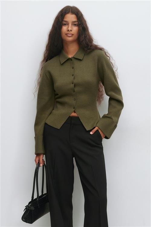 Gina Tricot - Shaped knitted cardigan - Cardigans - Grøn - XS - Dame