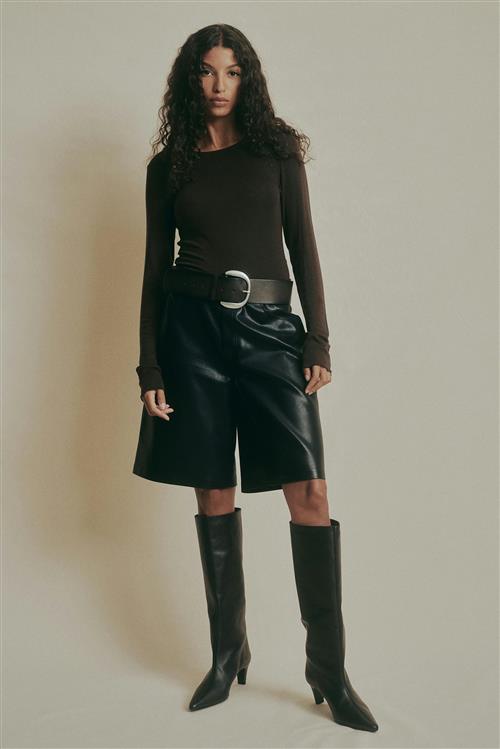 Gina Tricot - Premium long sleeve top - Langærmede toppe - Brun - M - Dame