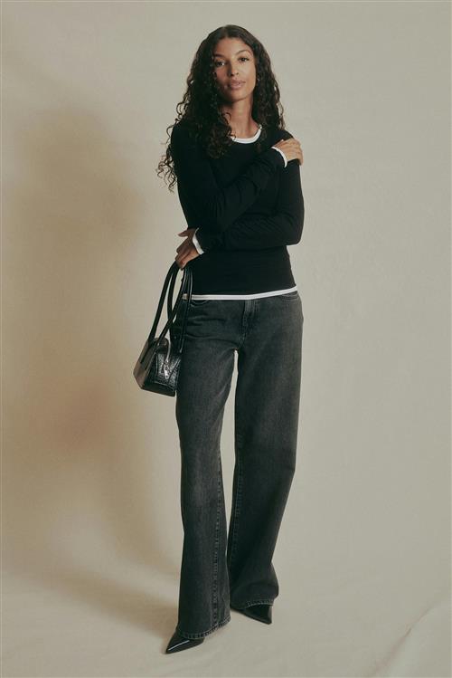 Gina Tricot - Premium long sleeve top - Langærmede toppe - Sort - S - Dame