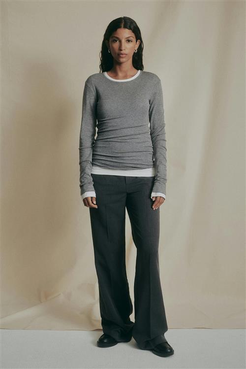 Gina Tricot - Premium long sleeve top - Langærmede toppe - Grå - M - Dame