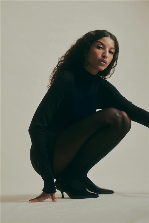 Gina Tricot - Premium polo top - Rullekravetrøjer - Sort - XS - Dame