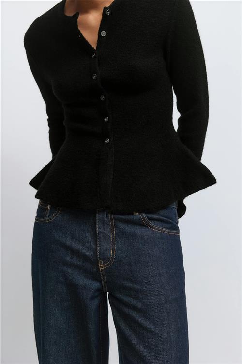 Gina Tricot - Knitted peplum cardigan - Cardigans - Sort - L - Dame