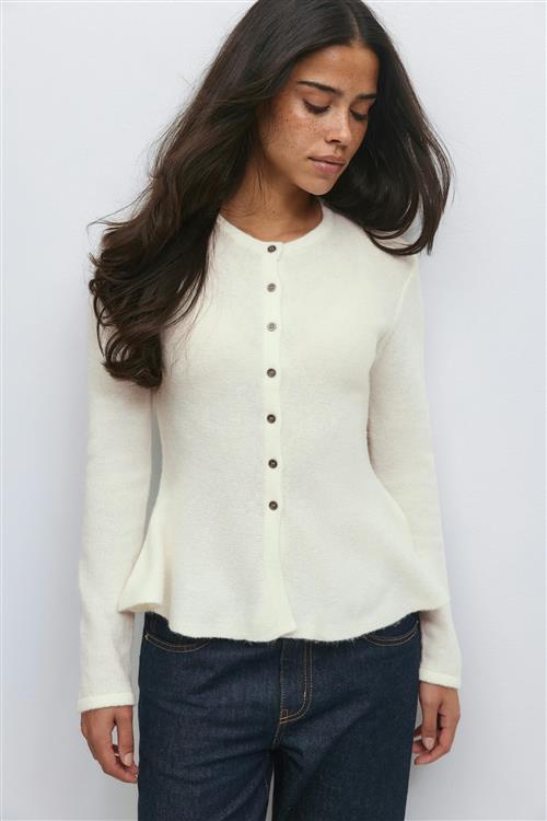 Gina Tricot - Knitted peplum cardigan - Cardigans - Hvid - S - Dame