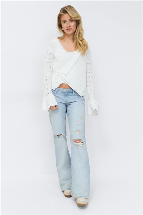 Gina Tricot - 14+ low loose bootcut jeans - Jeans - Blå - XS - Dame