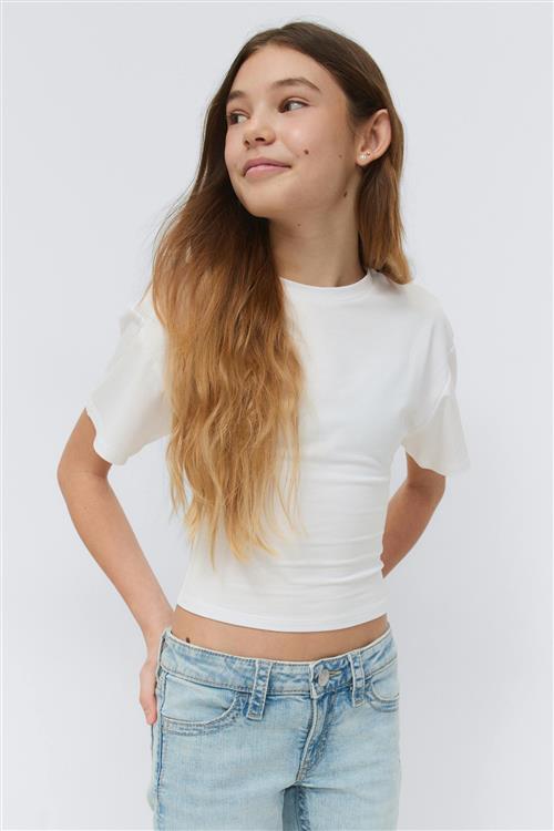 Gina Tricot - Y fitted tee - overdele - Hvid - 146/152 - Pige