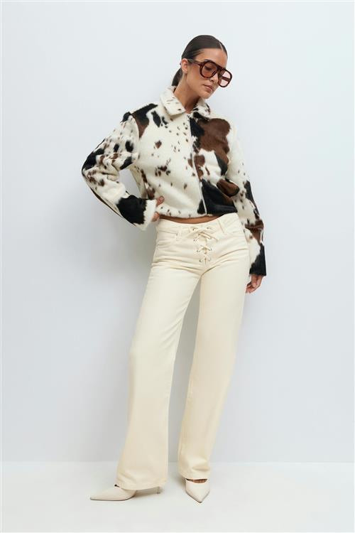 Gina Tricot - Lacing jeans - Low waist jeans - Hvid - 38 - Dame