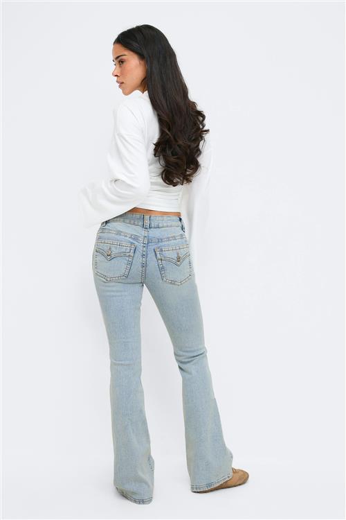 Gina Tricot - Y2k low bootcut jeans - Low waist jeans - Blå - 44 - Dame
