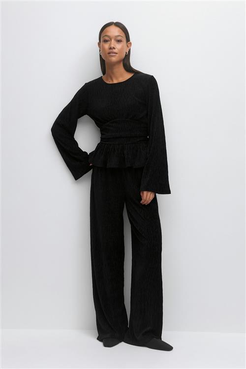 Gina Tricot - Velvet trousers - lige habitbukser - Sort - XS - Dame