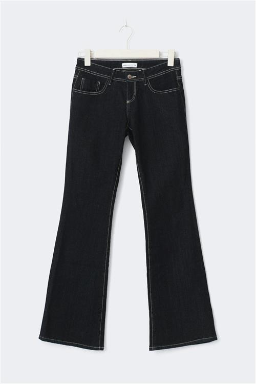 Gina Tricot - Ultra low flare petite jeans - ultra low waist - Blå - 34 - Dame